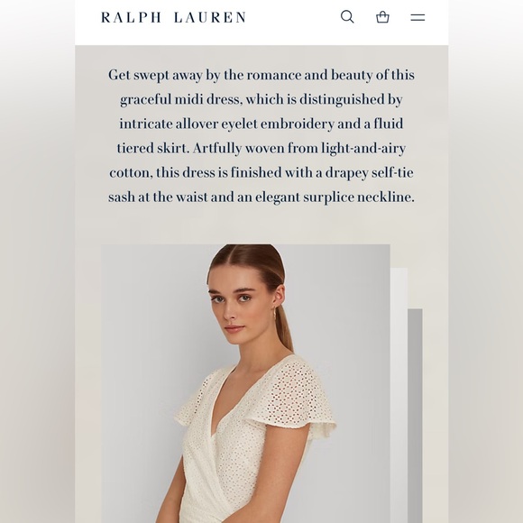 Ralph Lauren White Eyelet Midi Dress - Picture 4 of 15